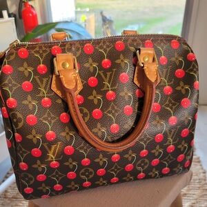 Louis Vuitton Brown and Red Cherry Satchel